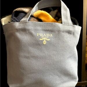 NIB Prada L'Homme Blue Canvas Tote